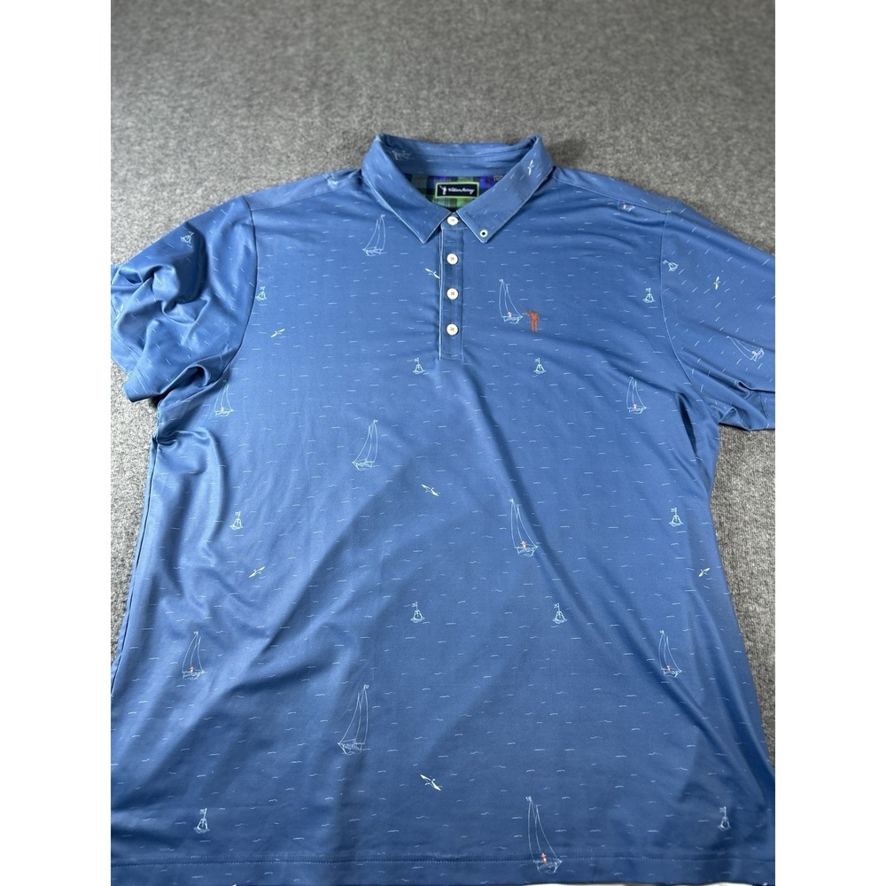 William Murray Polo Shirt Mens XXL Blue Sailboat Golf Performance Short Sleeve - Picture 3 of 8